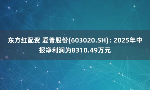 东方红配资 爱普股份(603020.SH): 2025年中报净利润为8310.49万元